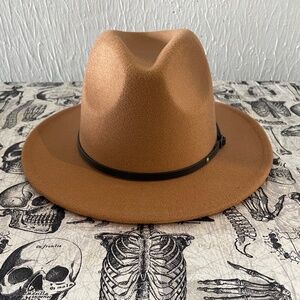 Lanzom Womens Classic Wide Brim Floppy Panama Hat Belt Buckle Wool Fedora Hat Fi